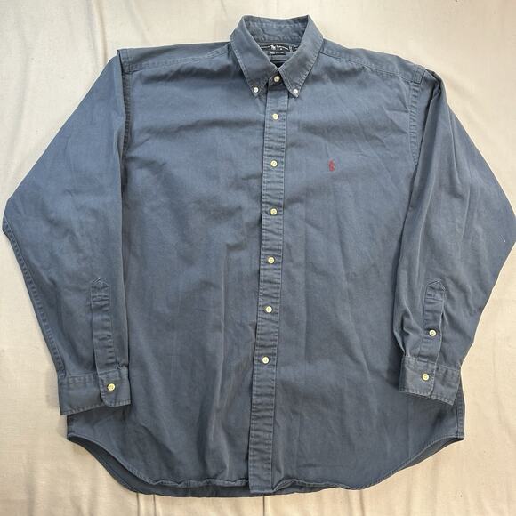 Ralph Lauren Polo Long Sleeve Dress Shirt Men’s XL Blue Red Pony - Picture 1 of 7